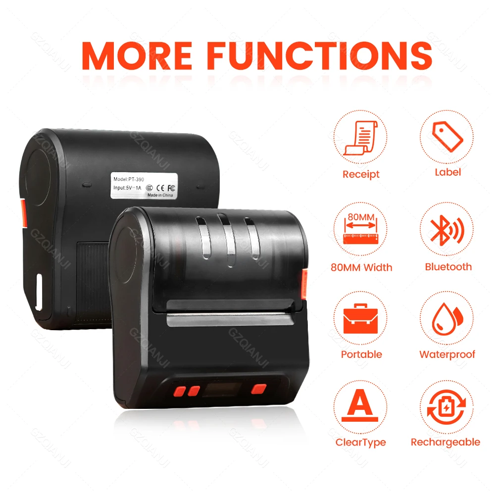 80mm Label Printer Receipt Printer 2 in 1 Portable Bluetooth Wireless Mini Thermal Sticker Printer For Retail Stores Supermarket