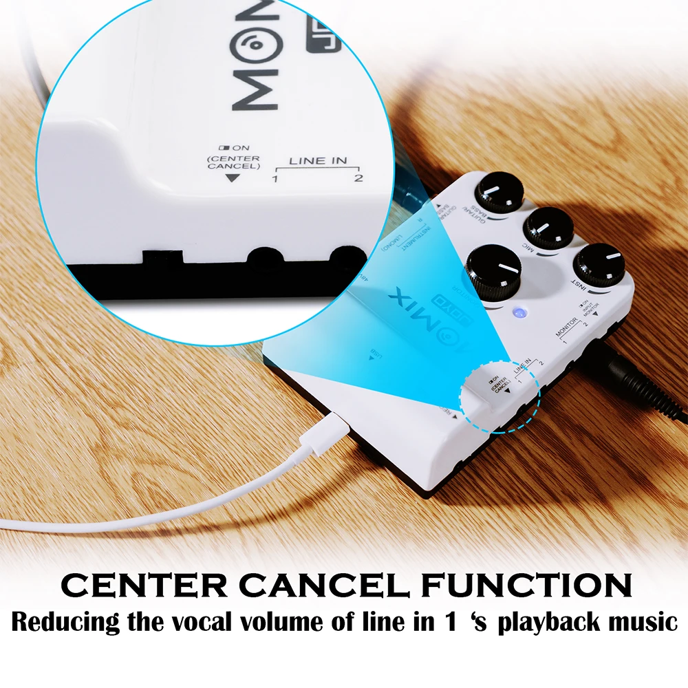 MOMIX USB Mobile Device Sound Card 48V Phantom Power Dual Monitoring Output Inte