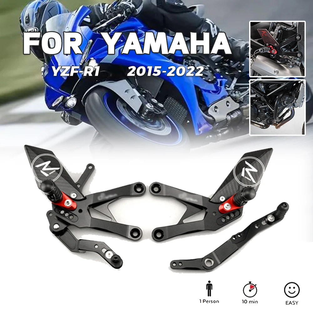 

MTKRACING For YAMAHA YZFR1 YZF-R1 YZF R1 2015-2022 Rear Sets Heighten Pedal Adjustable Rearsets FootPegs Shift Lever Brake Kit