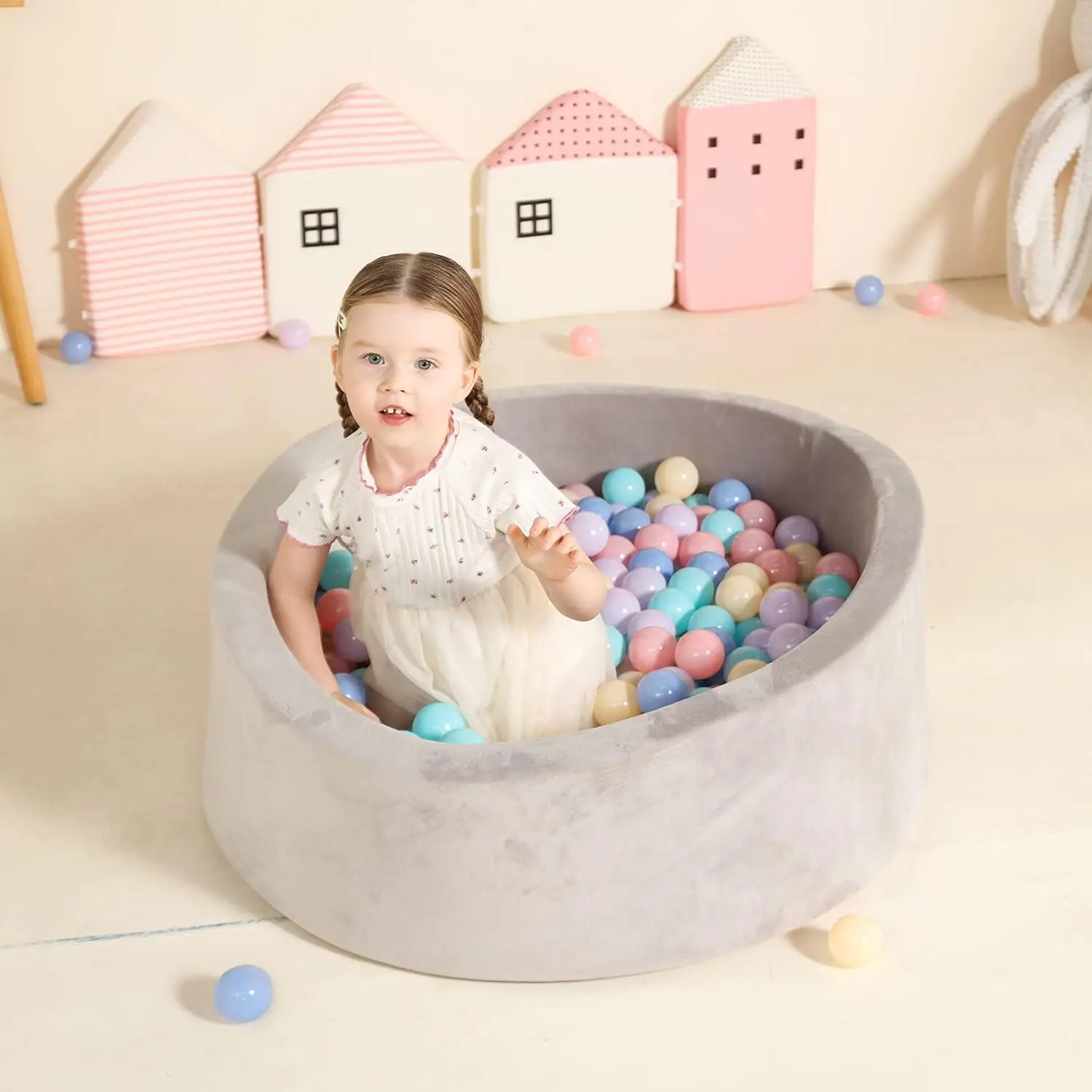 Memory Foam Ball Pit for Children Coral Fleece Toddler Soft Round Ball Pool Comfort Safety Baby Ball Pit NOTinclude Balls 2
