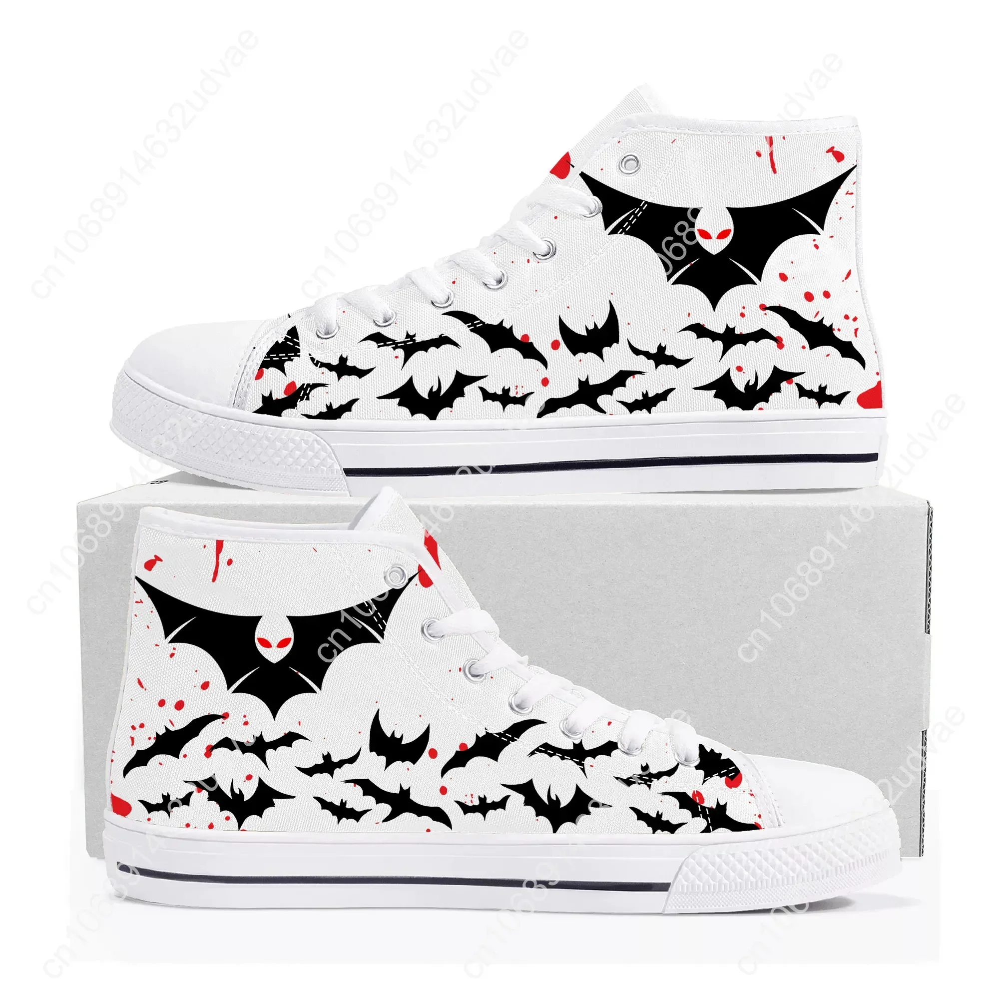 Robert Pattinson Logo Vampire Bat Wing High Top Sneakers Mens Womens Teenager Canvas Sneaker Casual Couple Shoes Custom Shoe
