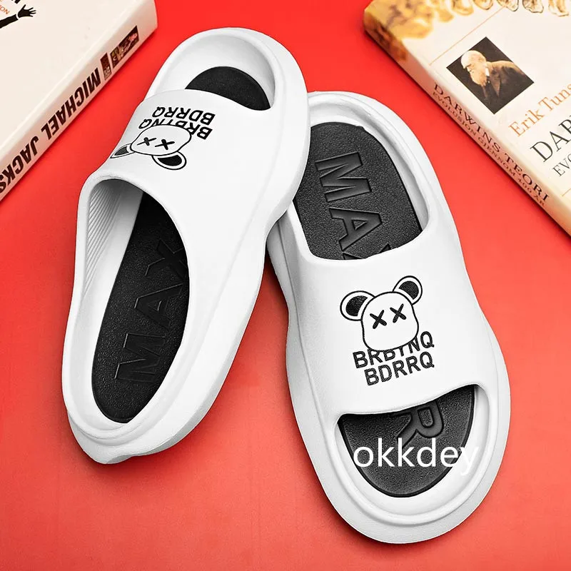 

2023 Summer New Slippers for Men Round Toe Platform Comfortable Trendy All-match Non-slip Wear-Resistant Home Slippers Men Shoes
