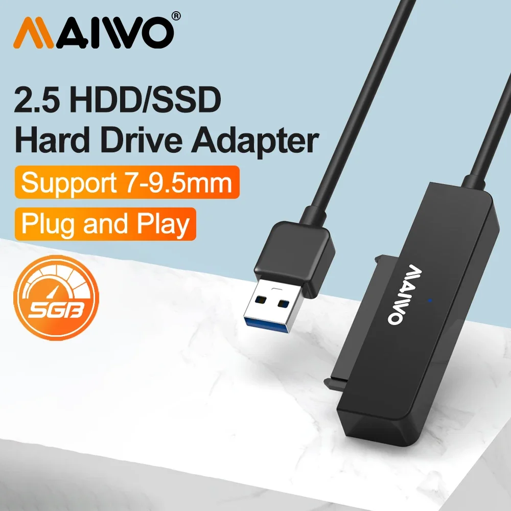 

MAIWO Hard Drive Easy Drive Cable USB3.0 To Sata Adapter Cable 2.5-inch Hard Drive Converter SATA Adapte for 2.5'' HDD/SSD