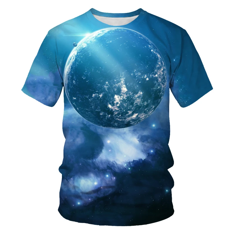 

Brilliant Starry Sky graphic t shirts For Men Fashion Universe Planet Pattern T-shirt Personality Hip Hop Print t-shirts