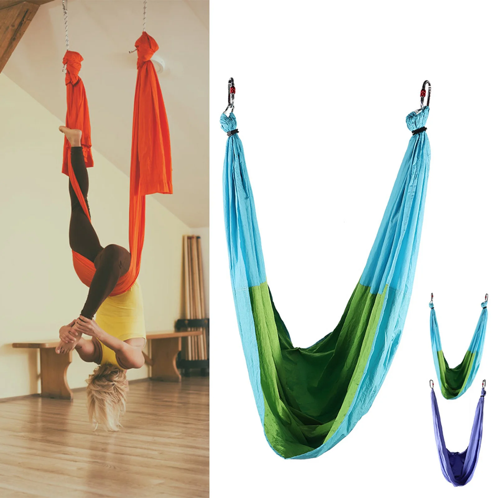 6 Handles Aerial Yoga Hammock Flying Swing Anti Gravity Yoga Pilates Inversion Exercises Device Outdoor Indoor Swing Belt yoga hammock
