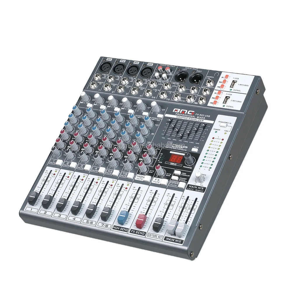 BMG 하이 퀄리티 FX-802 USB 오디오 인터페이스 콘솔, 노래방 믹서용 DJ