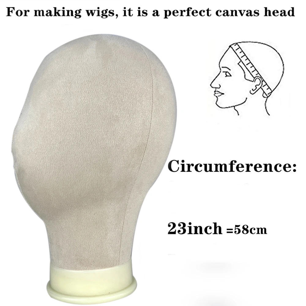 New 23inch Canvas Block Head Display Training Mannequin Head Styling Manikin Doll Wig Tripod Stand Free Get Wig Install Kit