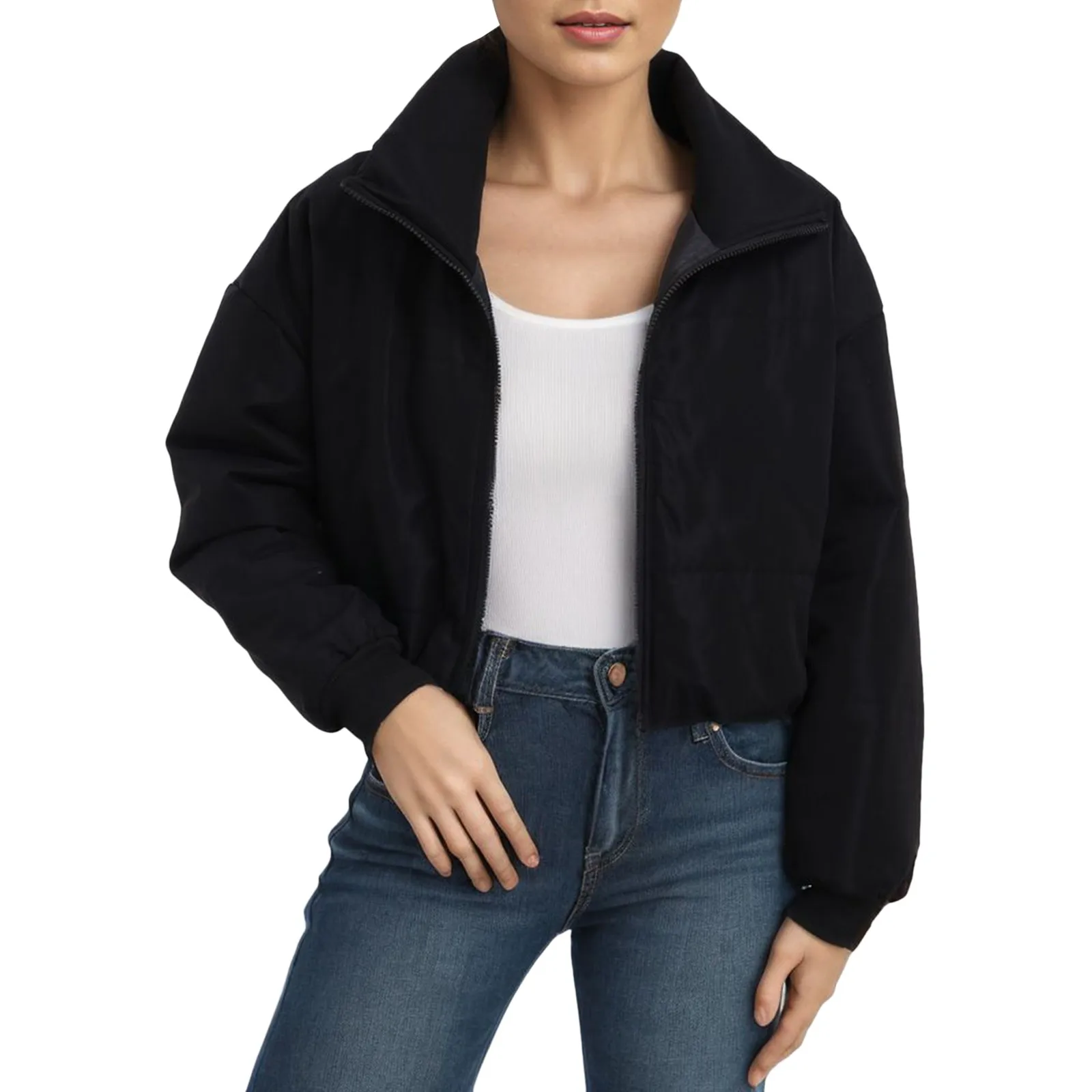 

Women's Bread Cotton Coat 2023 Autumn And Winter Casual Lapel Cardigans Long-Sleeved Short Zip-Up Harajuku Female Cropped Parkas