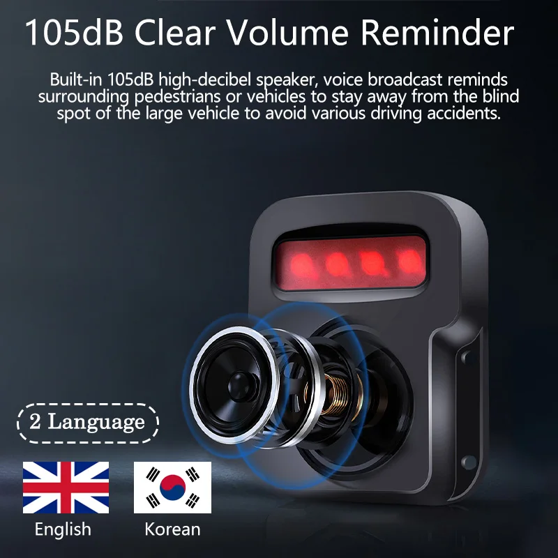 Left Right Reverse Trigger Sound and Light Alarm English Korean Blind Spot Prompter Easy Installation For Vehicle Truck Bus