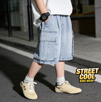 2026 1pc Boys Denim Shorts Summer Casual Five Point Pants Korean Style Versatile Cargo Pants For Daily Wear short pants for boys 1