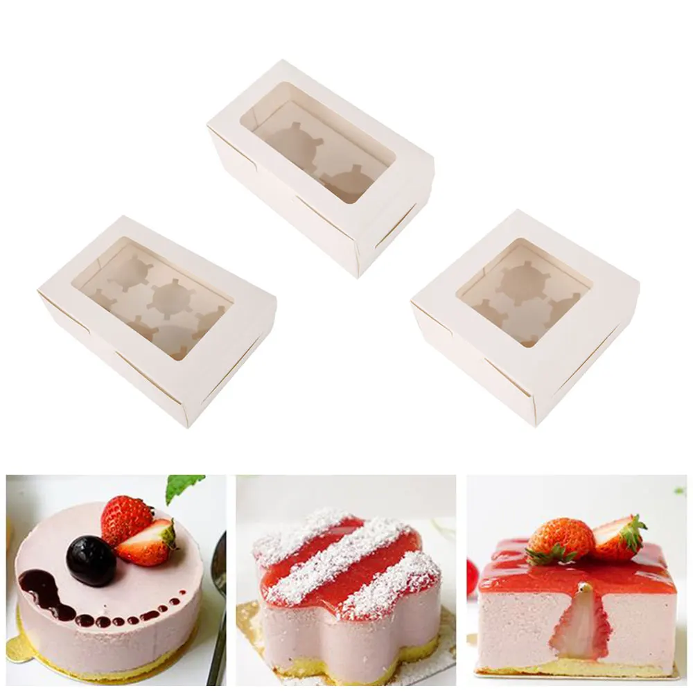 10 Stück Kuchenboxen, Bäckereiboxen, Muffin- und Gebäckboxen für Kuchen, Gebäck, Schokoladen, Cupcakes, Träger für Geburtstag, Hochzeit, Valentinstag – Detail 7