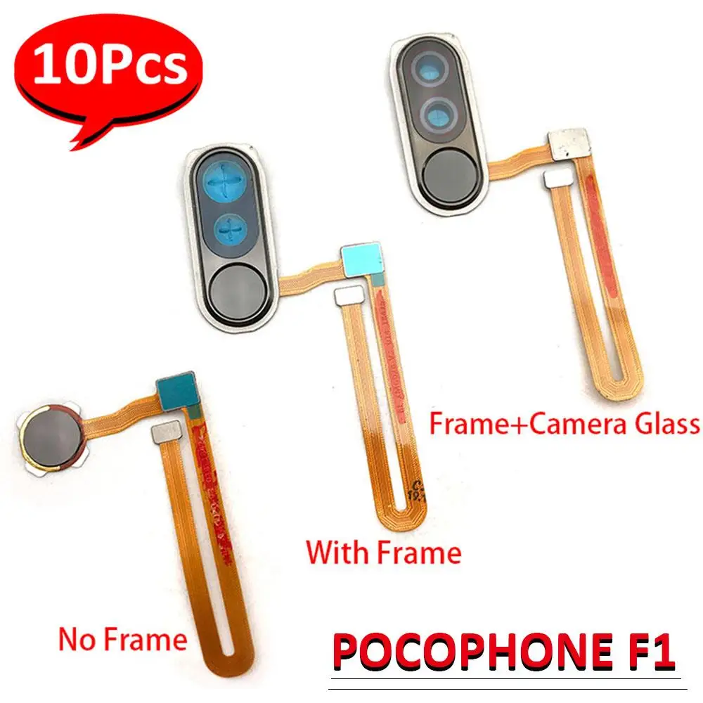

10Pcs，NEW Fingerprint Scanner Touch Sensor Home Button Flex + Camera Frame Lens Compatible For Xiaomi Mi Poco F1 Mi Pocophone F1