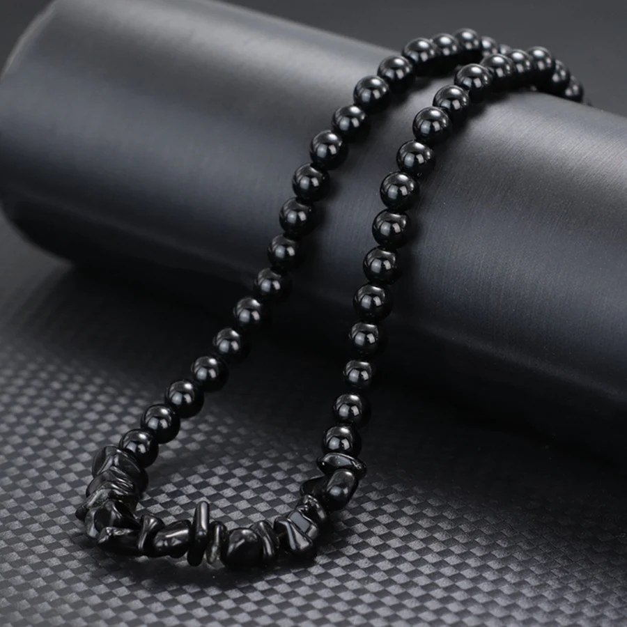 Men Short Necklace with Howlite Tiger Eyes Stone for Meditation