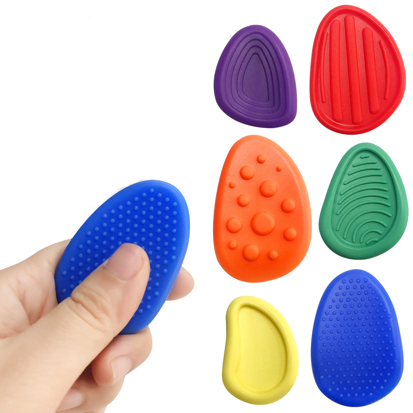 12 Pièces Fidget Toys Pierres Sensorielles Silicone - Jouets Anti-Stress Colorés Texturés Pour Enfants Et Adultes - Soulagement Anxiété Et Concentration