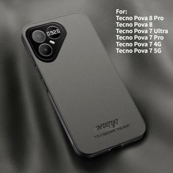 Leather Magnetic Anti - Fall Case - Elegant Business Design for Tecno Pova 7 5G (GRAY)