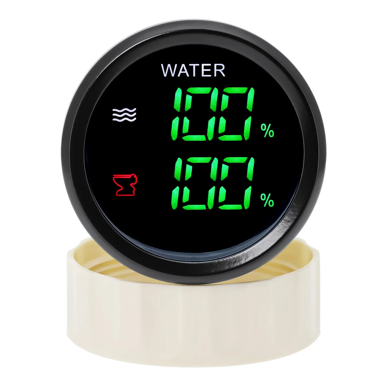다기능 2 IN 1 수위 게이지+하수 수위 게이지 녹색 LED 디지털 52mm 듀얼 게이지 0-190옴 RV 자동차 보트 요트 9-32V
