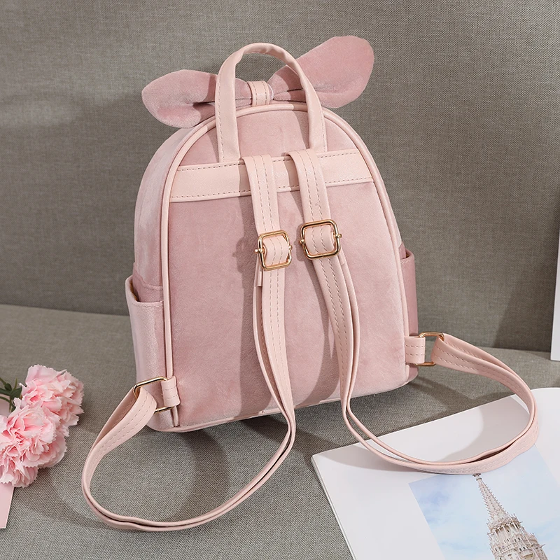 Cute and fashionable mini toddler backpack with versatile plush bow small travel girl backpack suitable for girls 3
