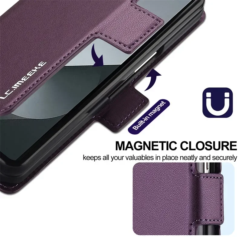 Étui de téléphone en cuir à rabat magnétique pour Samsung Galaxy Z Fold 7 6 5 4 3 5G Fold6 Fold5 Fold4 portefeuille couverture de carte Etui Coque – Image 5