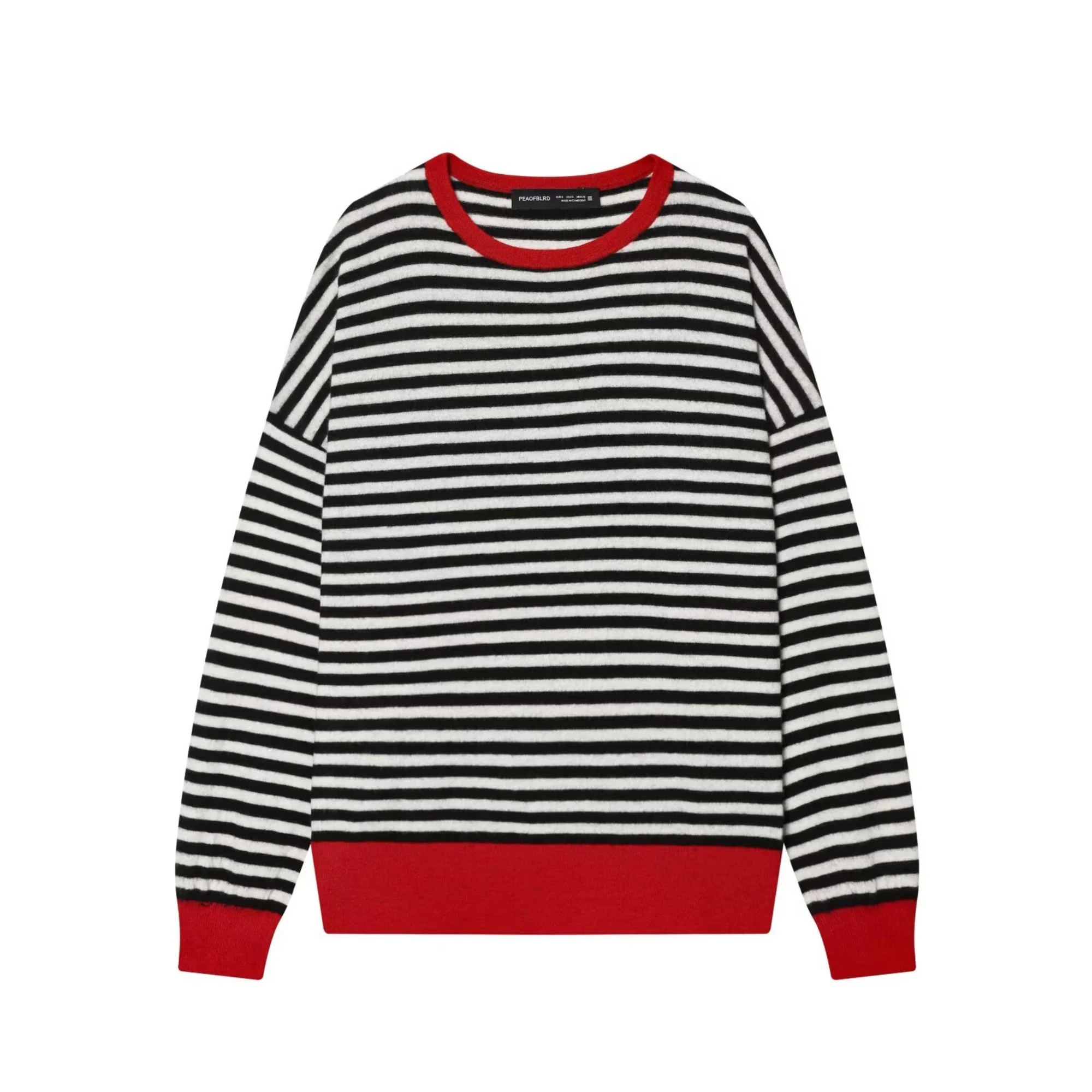 Women's Casual Striped O-Neck Long Sleeve Sweater Female Vintage Loose Knitted Pullover Lady Commute Knitted Tops Streetwear