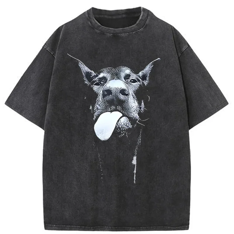 Gothic Letter Print Men's Oversized Vintage T-Shirt