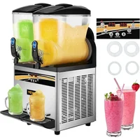 VEVOR Commercial Slushy Machine, 15Lx2 Tank Margarita Maker, 1000W Stainless Steel Smoothie Frozen Drink Maker 1
