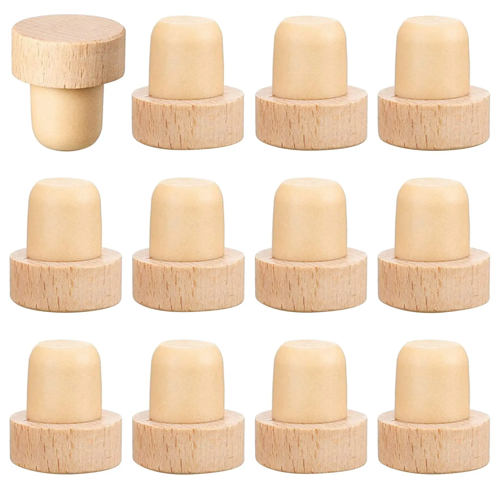 Wine Bottle Corks T Shaped Cork Plugs Cork Stopper Reusable Corks Wooden and Rubber 12 Pieces wine bottle corks