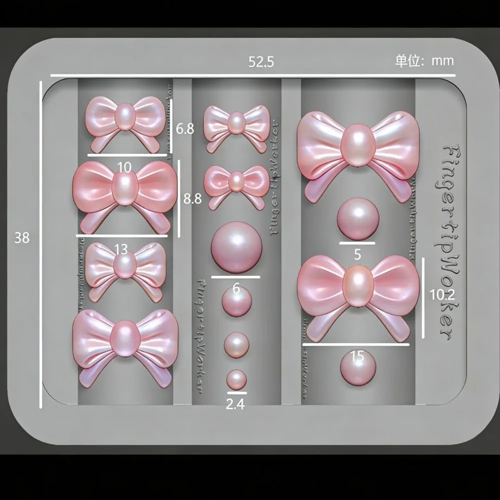5x4cm 3D 귀여운 리본 실리콘 네일 몰드 재사용 가능한 리본 참 네일 조각 스텐실 템플릿 네일 아트 조각 몰드 네일 도구*1개