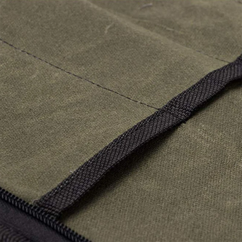 Portable Travel Picnic Chef Knife Roll Bag Canvas 4 Slot Kitchen Knife Storage Pocket Slicing Santoku Knife Carry Case Organizer