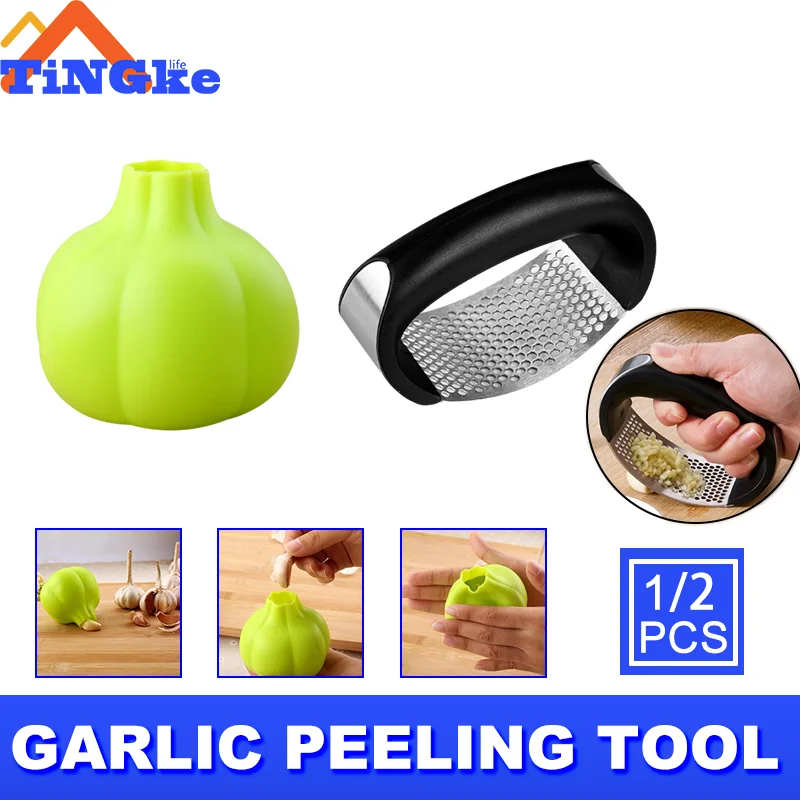 CreativeSiliconeRubberGarlicPeelerGarlicPressSuperSoftPeeled
