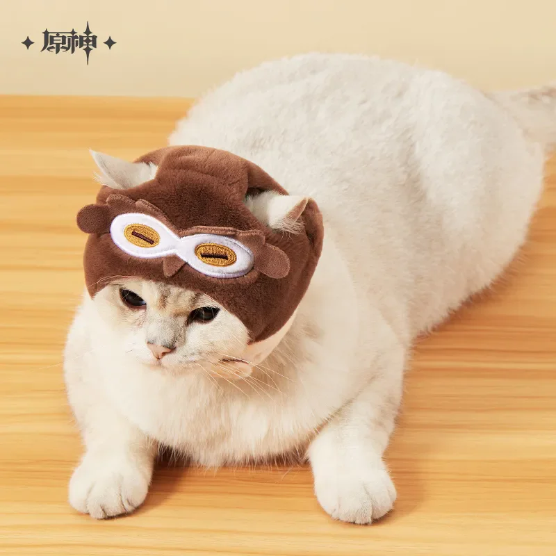 [Genuine] Game Genshin Impact Teyvat Zoo Plush head cover Anime Cosplay Diy Cat Hat Wriothesley Miko Xiao Childe Cute Hat Gift