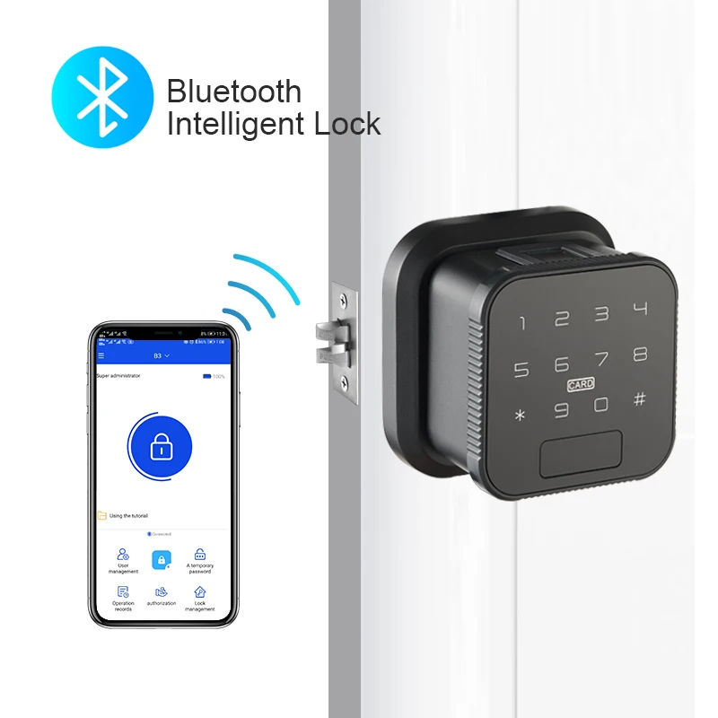 

Bluetooth-приложение, сканер отпечатков пальцев, ИС-карта, пароль, ключ, подходит для деревянной двери, квартиры, офиса, смарт-замок, простой и простой в установке