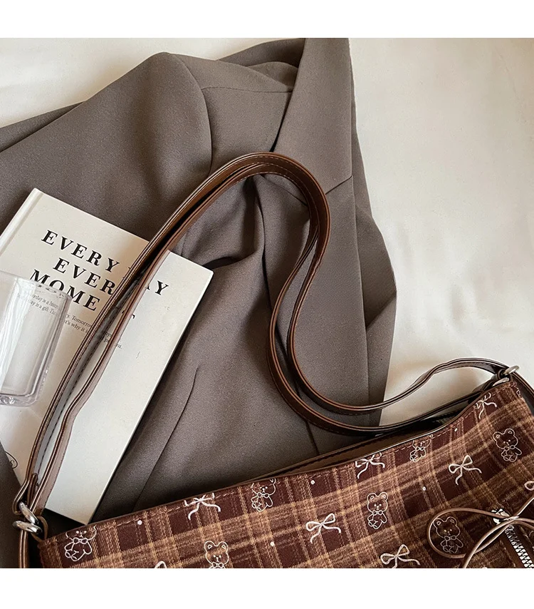 2024 summer and autumn new tote niche shoulder versatile butterfly armpit bag, high-end plaid women's bag_voghion.com