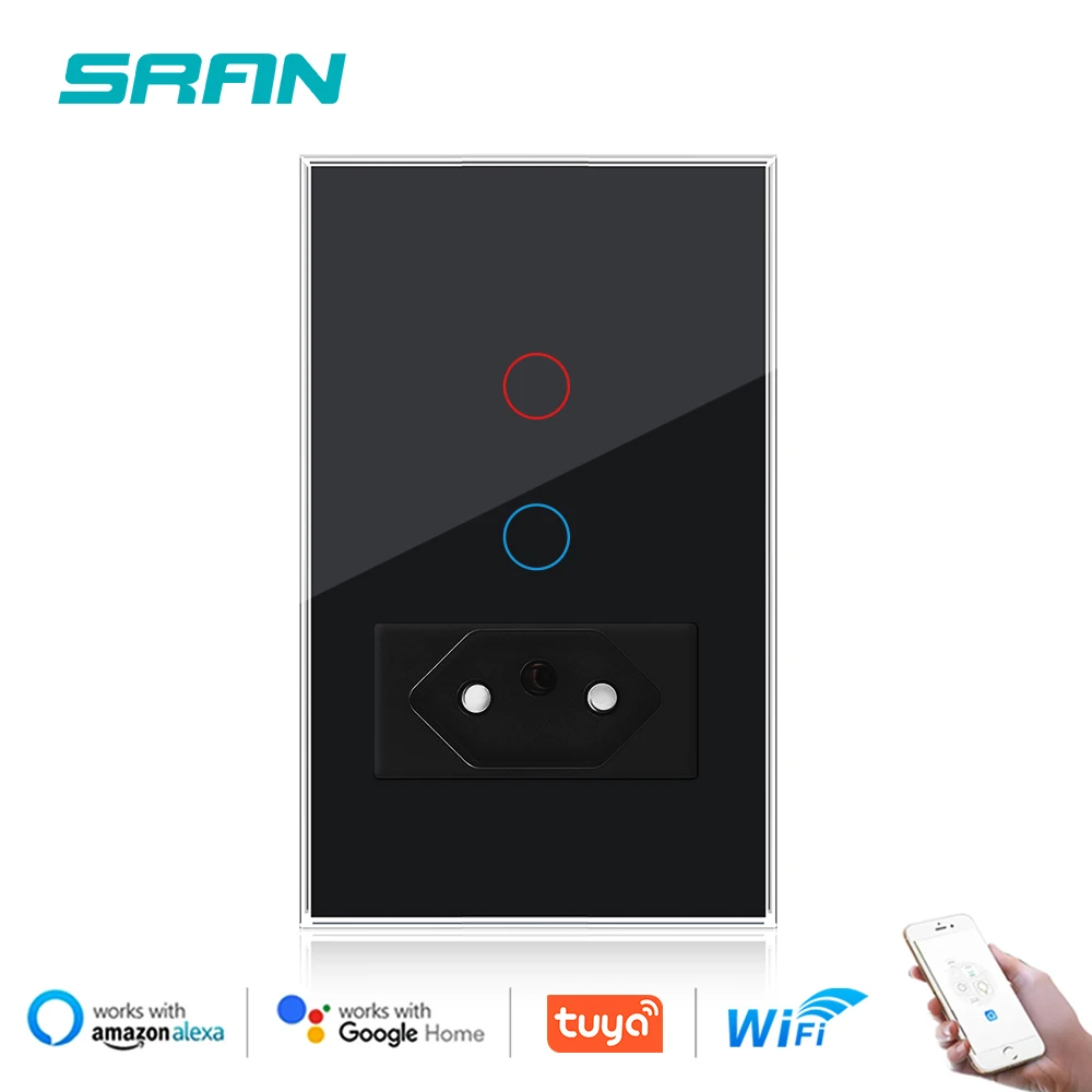 Description Picture 5 of itemSRAN Smart wifi switch and Non intelligent Brazil Socket , 118*72mm Glass Panel,Tuya smart home switches Usb outlet