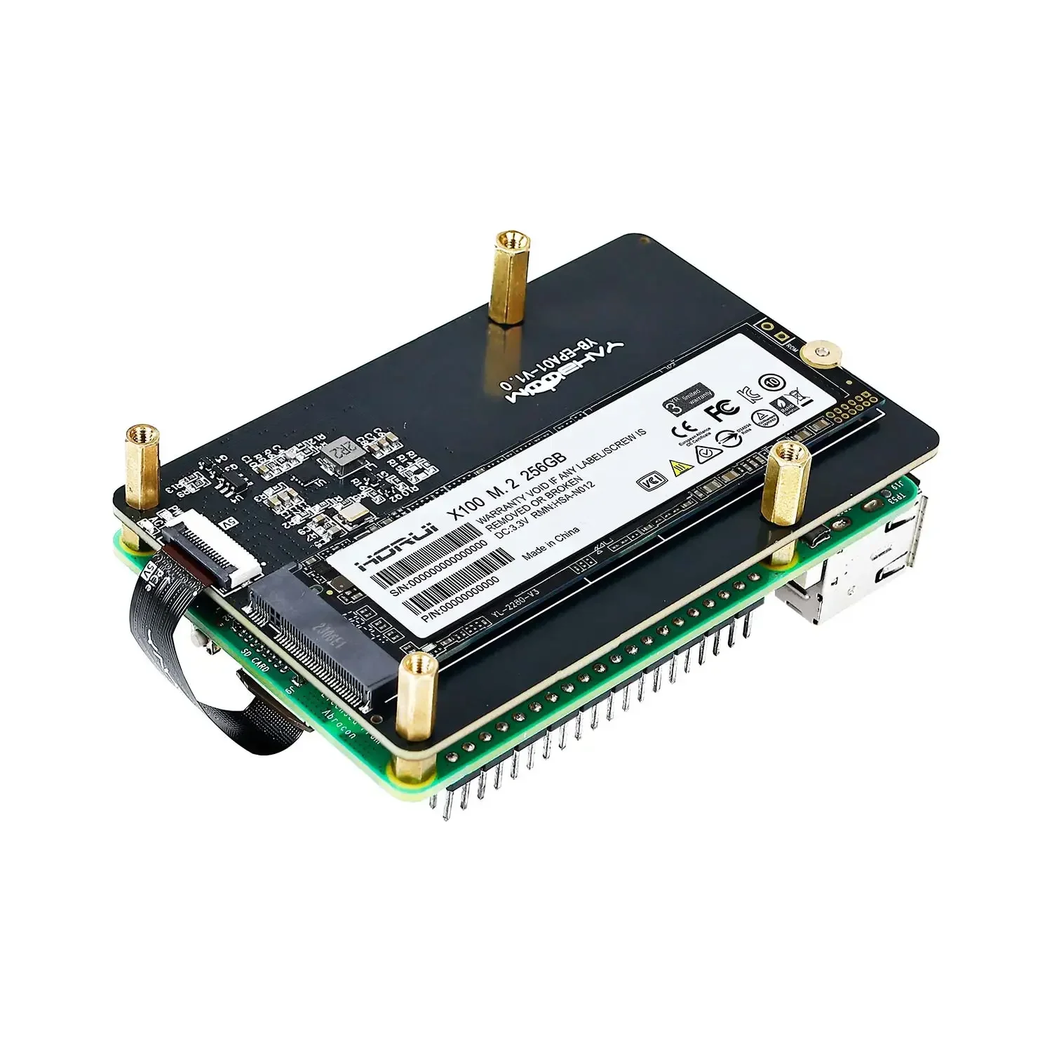 Raspberry Pi 5 ���� PCIE-M.2 NVME SSD �ָ��� ������Ʈ ����̺� Ȯ�� ���� 2230 2242 2260 2280 Pi5 ��Ƽ�� �� ����