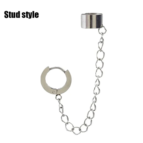 One-peice Tassel Clip Earrings for Women Men Teens Ear Cuffs Zinc Alloy Hip Hop Jewelry Vintage Chain Metal Circle Earring