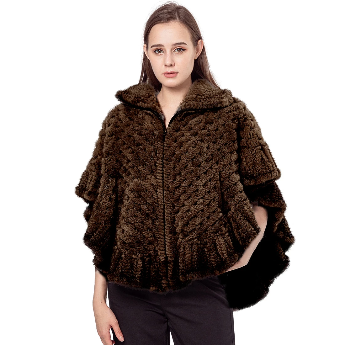 

Knitted Mink Fur Shawl Cape With Falbalafor Dinner Party 210717 Winter Jackets For Women 2023