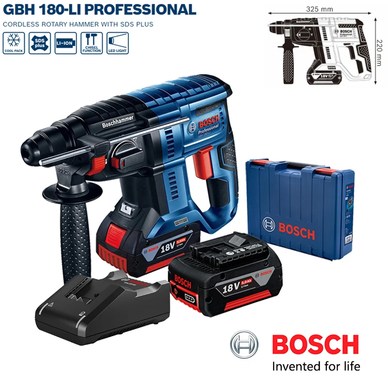 Bosch Gbh180-Li Brushless Rotary Hammer 18V 5Ah Batteria Al Litio Set Di Strumenti Elettrici Multifunzionali Professionali A Percussione