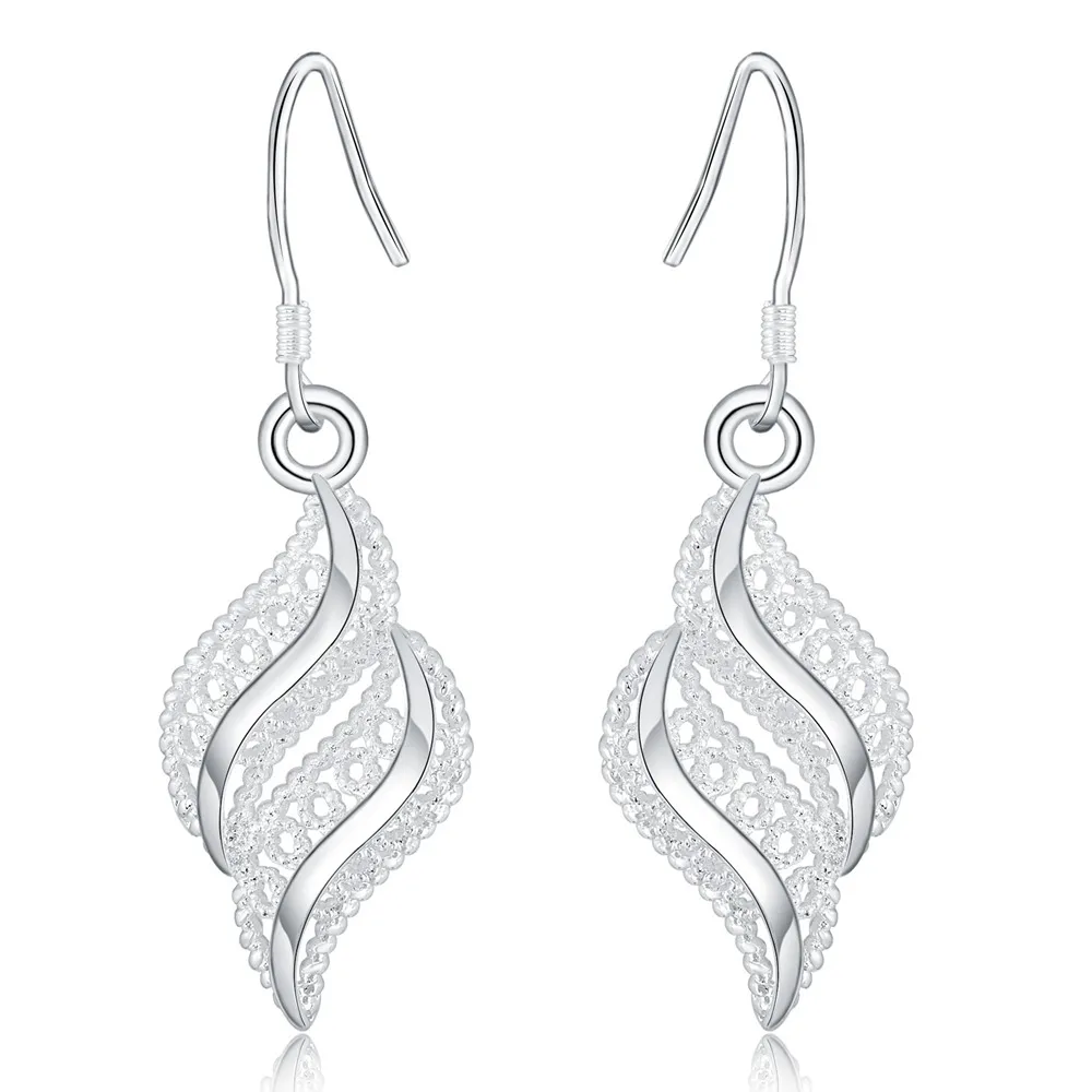 wholesale hot sale 925 sterling Silver Flowers leaf Earrings for Women fashion lady party wedding Jewelry Christmas Gifts