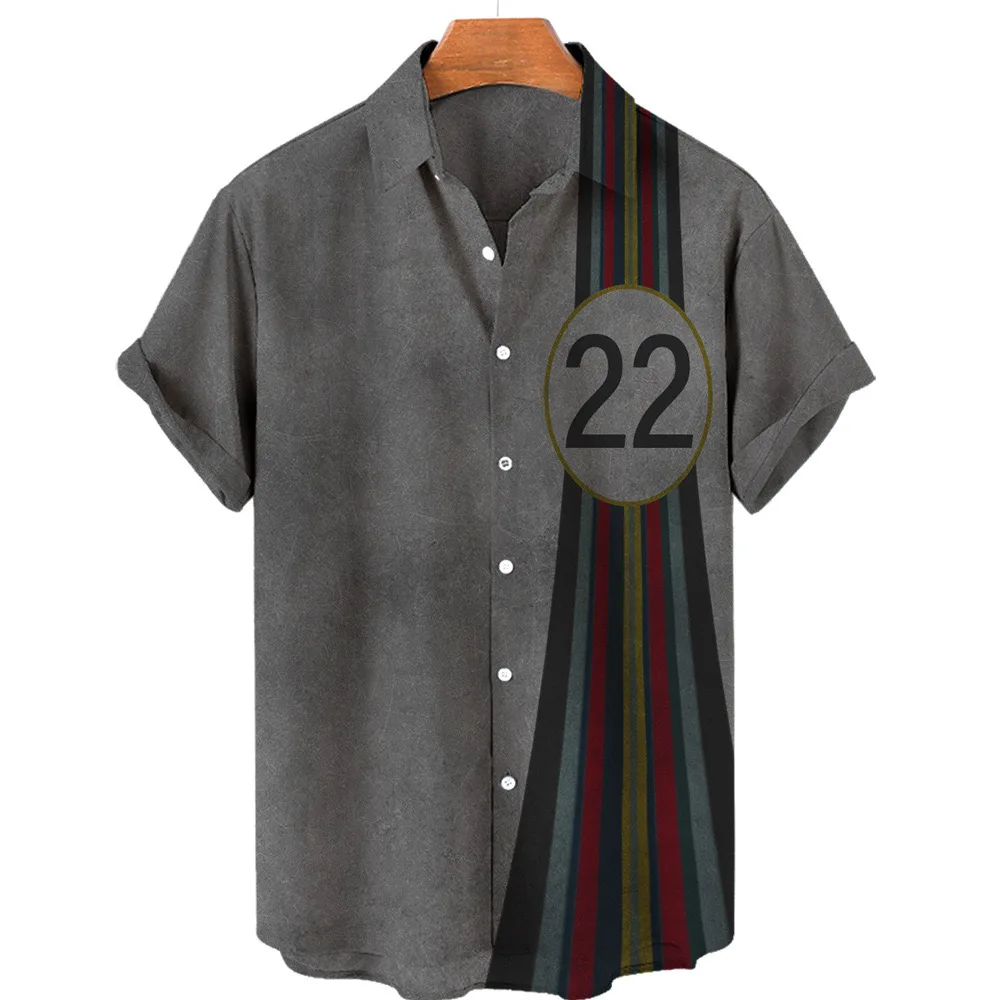 2023 new spring/summer short-sleeved shirt men's top trend urban casual lapel comfort