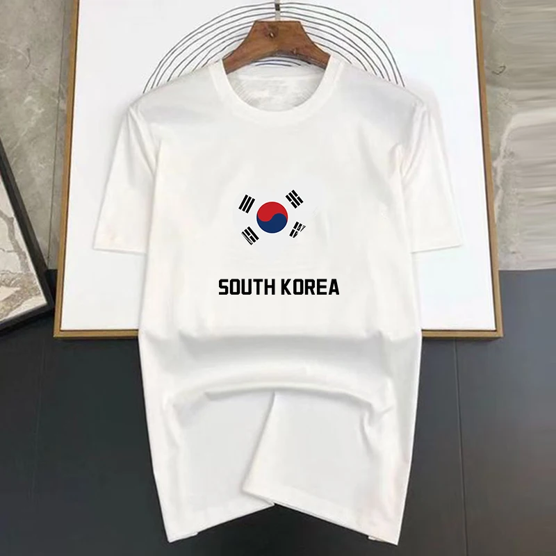 Magliette da uomo in 100% cotone I Love Korea Stampate Street Retro Manica corta Hip Hop Tops Maglietta oversize Uomo Larga_voghion.com