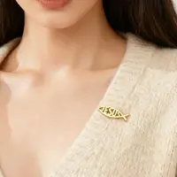 Teamer Jesus Fish Pin Brooch Stainless Steel For Women Man Christian Symbols Vintage Trendy Amulet Jewelry Vintage Accessory 3