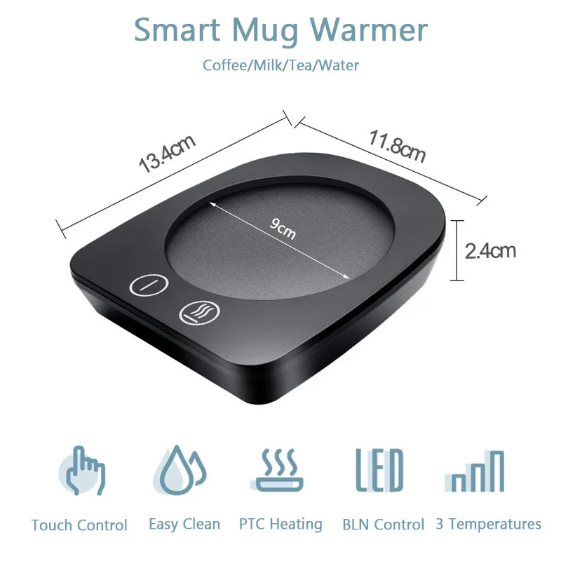Smart Coffee Mug Warmer for Office Desk Use Electric Beverage Warmer 3 Temperatures Auto-off Heating Plate for Tea Water Milk