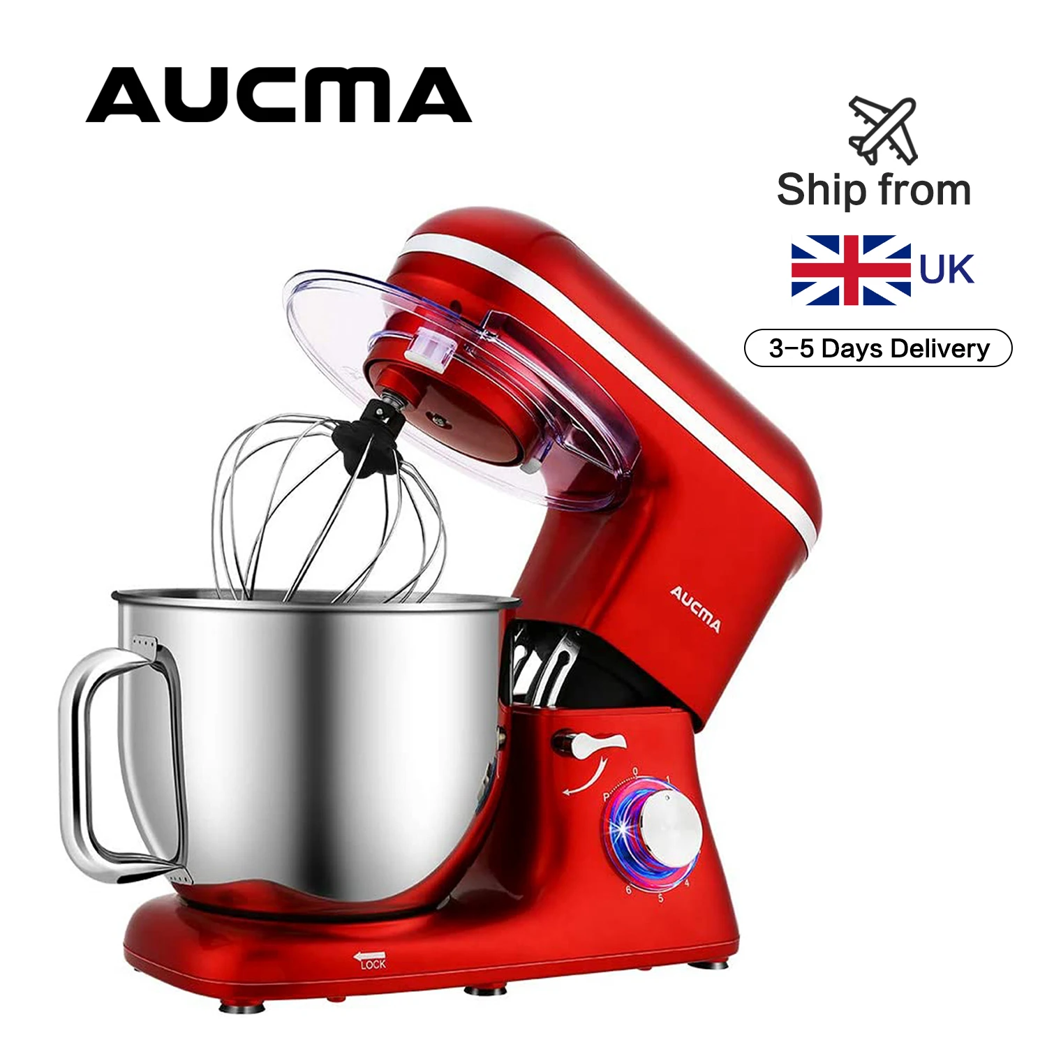 Aucma Stand Mixer 7L Tilt-Head 6 Speed Electric Kitchen Mixer with Dough  Hook Wire Whip & Beater 1400W Red - AliExpress