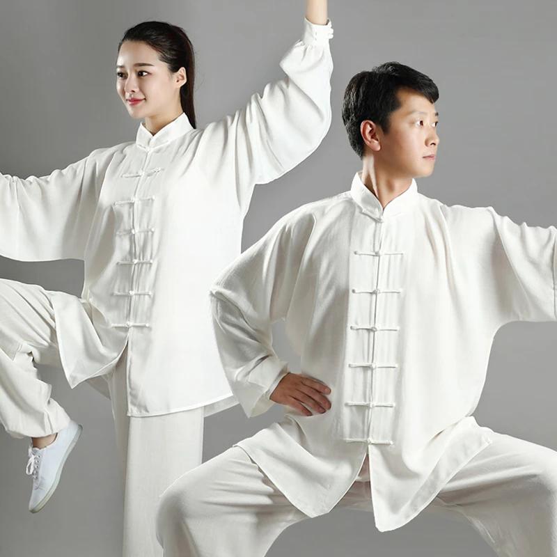 

Chinese Traditional Tai Chi Dress Female linen-cotton Autumn Morning Training Dress Male Tai Chi Martial Arts Performance Suit