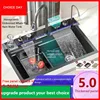 5.0MM Double Waterfall Sink Embossed Stainless Steel Kitchen Sink Large Single Slot Digital Display Wash Basin Dishwashing pond 1