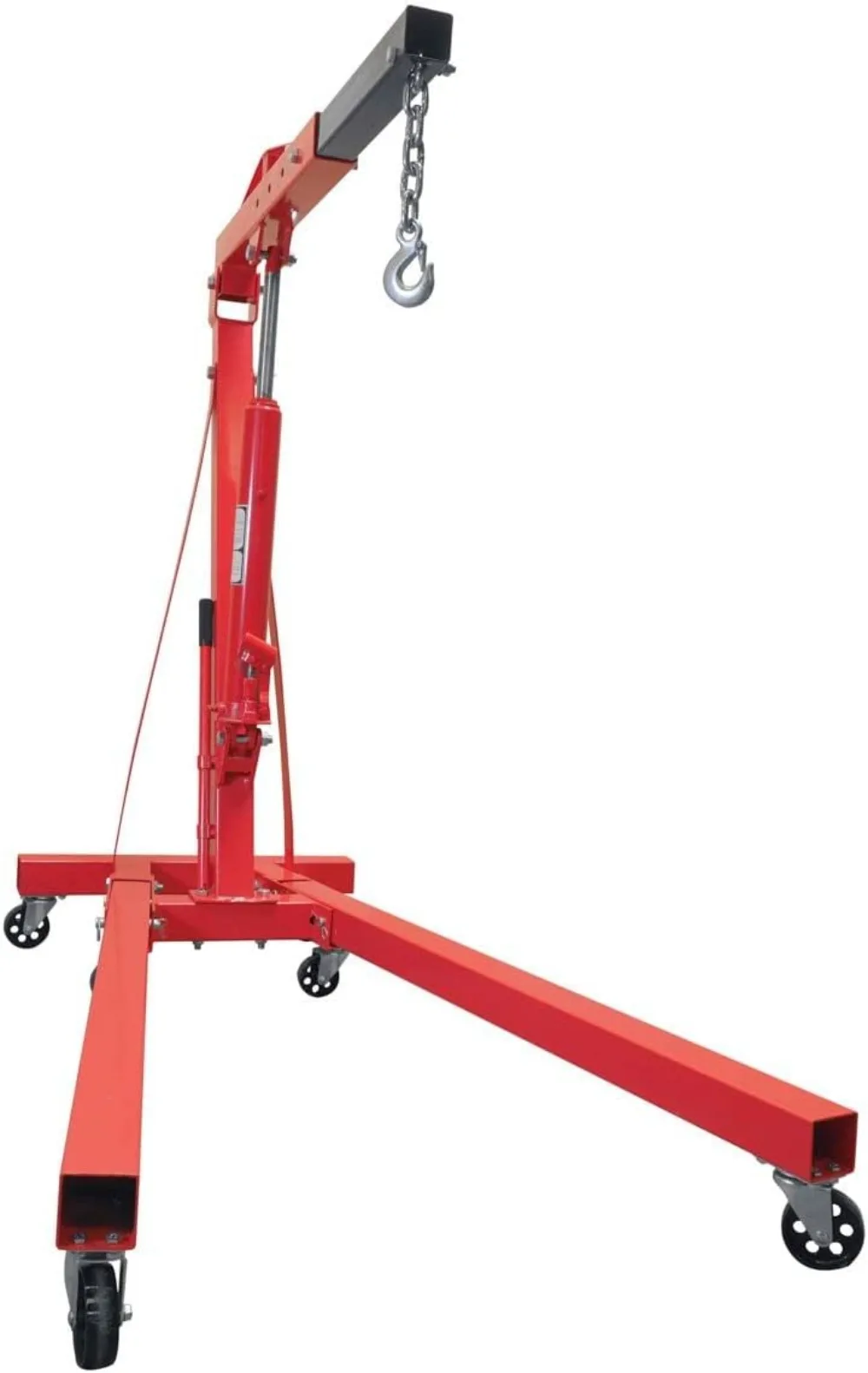 1 Ton Hydraulic Engine Hoist, Heavy Duty Steel Shop Crane, Cherry Picker Engine Hoist with 360&deg; Caster Wheels, Lift