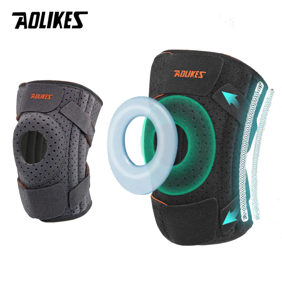 

AOLIKES 1PCS Upgrade 4 Adjustable Straps Knee Brace,Fast Injury Recovery,with Side Stabilizer&Patella Gel Pads,Knee Pain Support