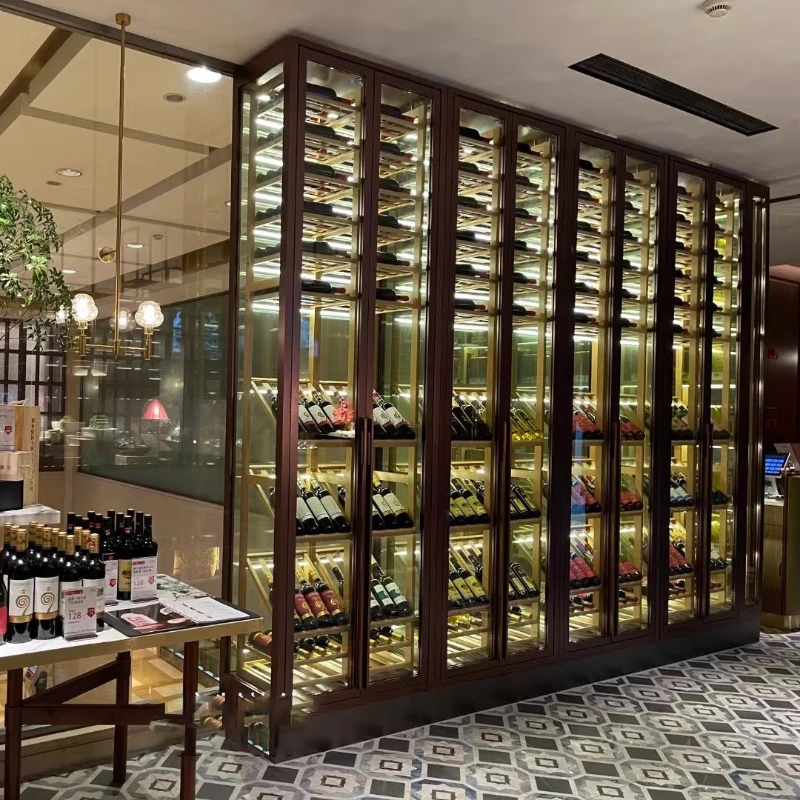 High end stainless steel wine cabinet, constant temperature and humidity cigar cabinet, wine cabinet combination glass