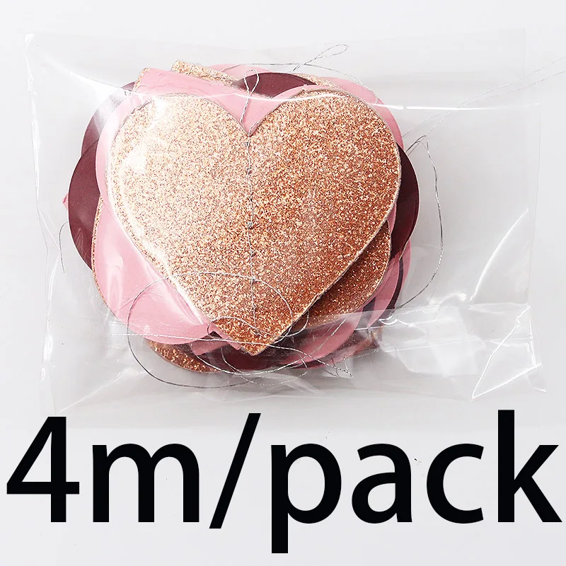 (4 Meter/pack) 67mm 3D Love Car Sewing Flower Banner Party Decoration Valentine's Day Wedding Decoration Hanging Home DIY