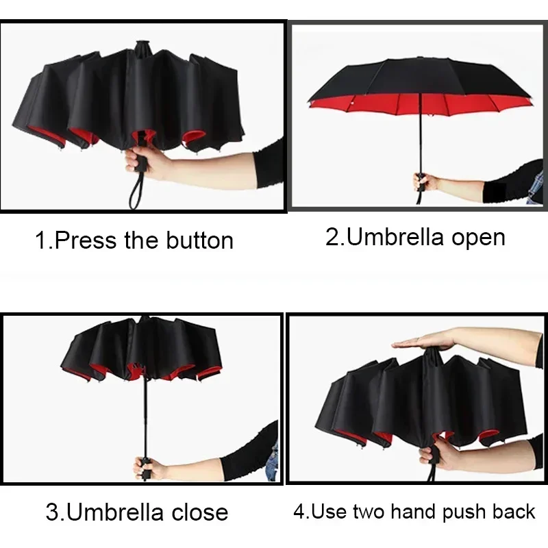 

Double Large Women's Windproof Automatic Layer Folding Umbrella Bone Parasol Rain Female Men's Ten Male Business Three